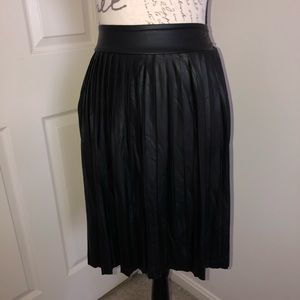 Leather like pleated skater skirt